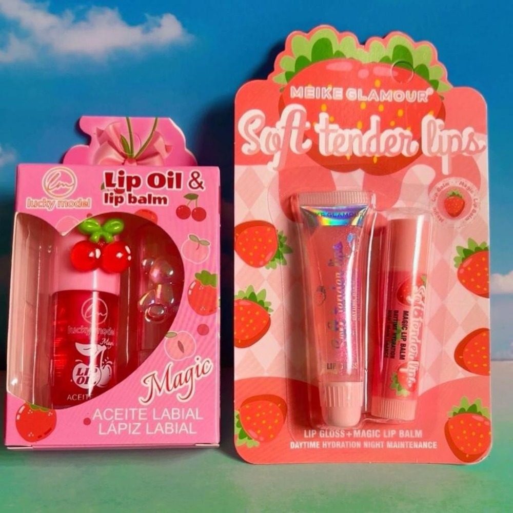 4 PC Cherry Strawberry‎ Charm Lipgloss Set 2 PACK NEW